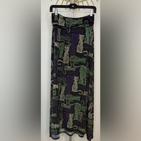 LuLaRoe cat maxi skirt cat lovers long skirt black Stretch material Small Medium - Picture 3 of 7